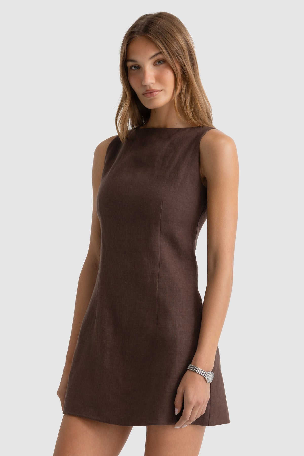 ORTC - Bridie Linen Mini Dress - Carob