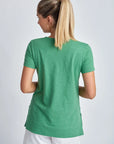 CLOTH PAPER SCISSORS-  Cotton V Neck Hi Low Hem Tee - Palm Green