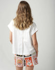 CLOTH PAPER SCISSORS - Rodeo Patch Cap Sleeve Shirt.  Rodeo Print