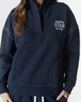 GOONDIWINDI - Off Track 1/2 Zip Sweater - Parisian Navy/White