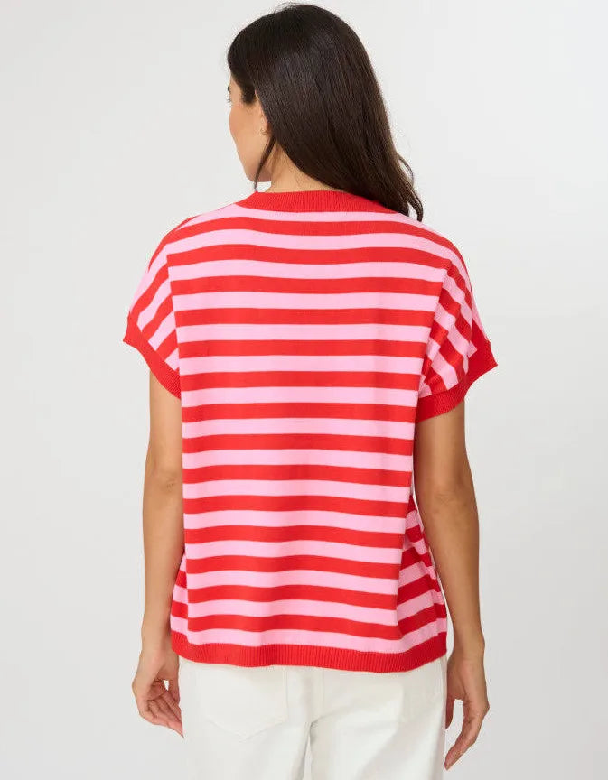 STELLA AND GEMMA - Gwen Tee - Pink/Red Stripe