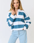 CARTEL AND WILLOW - Lily Rugby Shirt.  Pacific Stripe