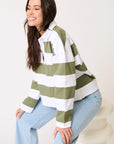 CARTEL & WILLOW - LILY RUGBY SHIRT - KHAKI STRIPE