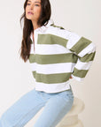 CARTEL & WILLOW - LILY RUGBY SHIRT - KHAKI STRIPE