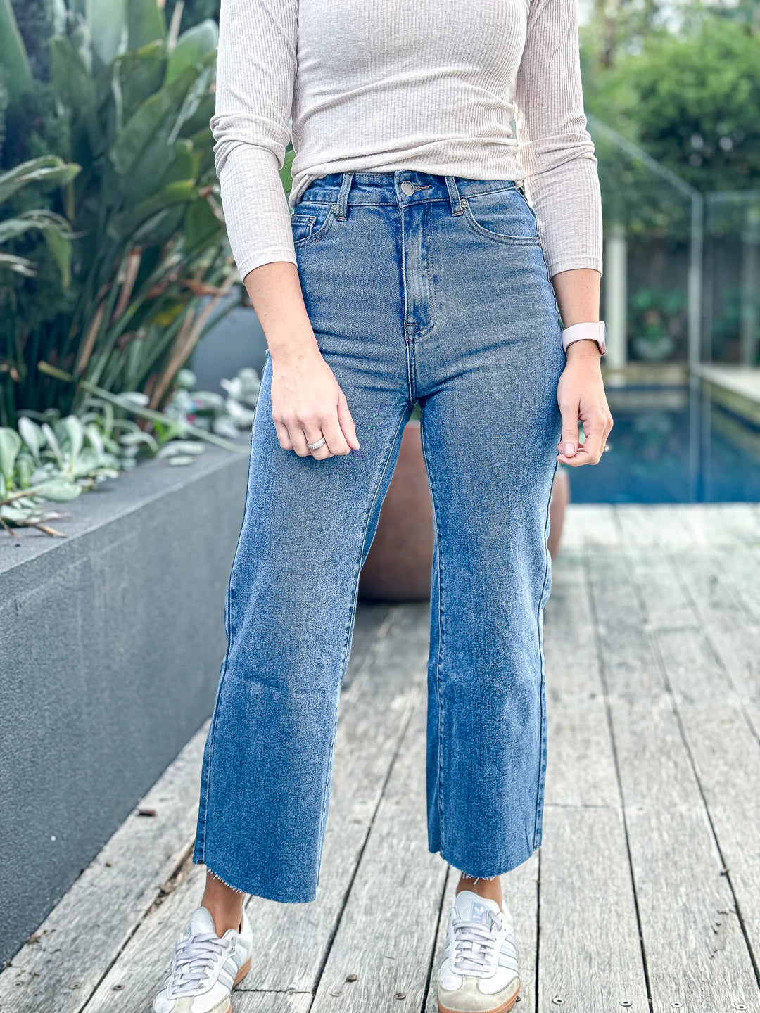 ALL ABOUT EVE - Charlie High Rise Wide Leg Jean - Dark Blue