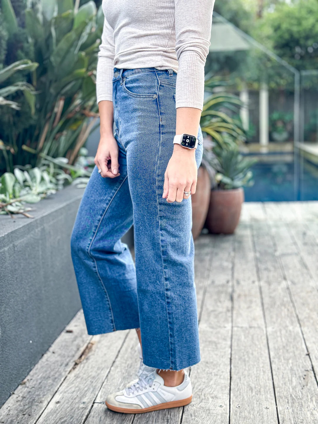 ALL ABOUT EVE - Charlie High Rise Wide Leg Jean - Dark Blue