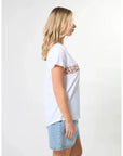 STELLA AND GEMMA -   Classic Tee. Silver Crossing / White