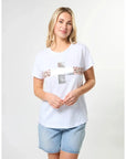 STELLA AND GEMMA -   Classic Tee. Silver Crossing / White