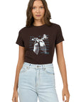 ALL ABOUT EVE-  Clover Baby Tee.  Brown