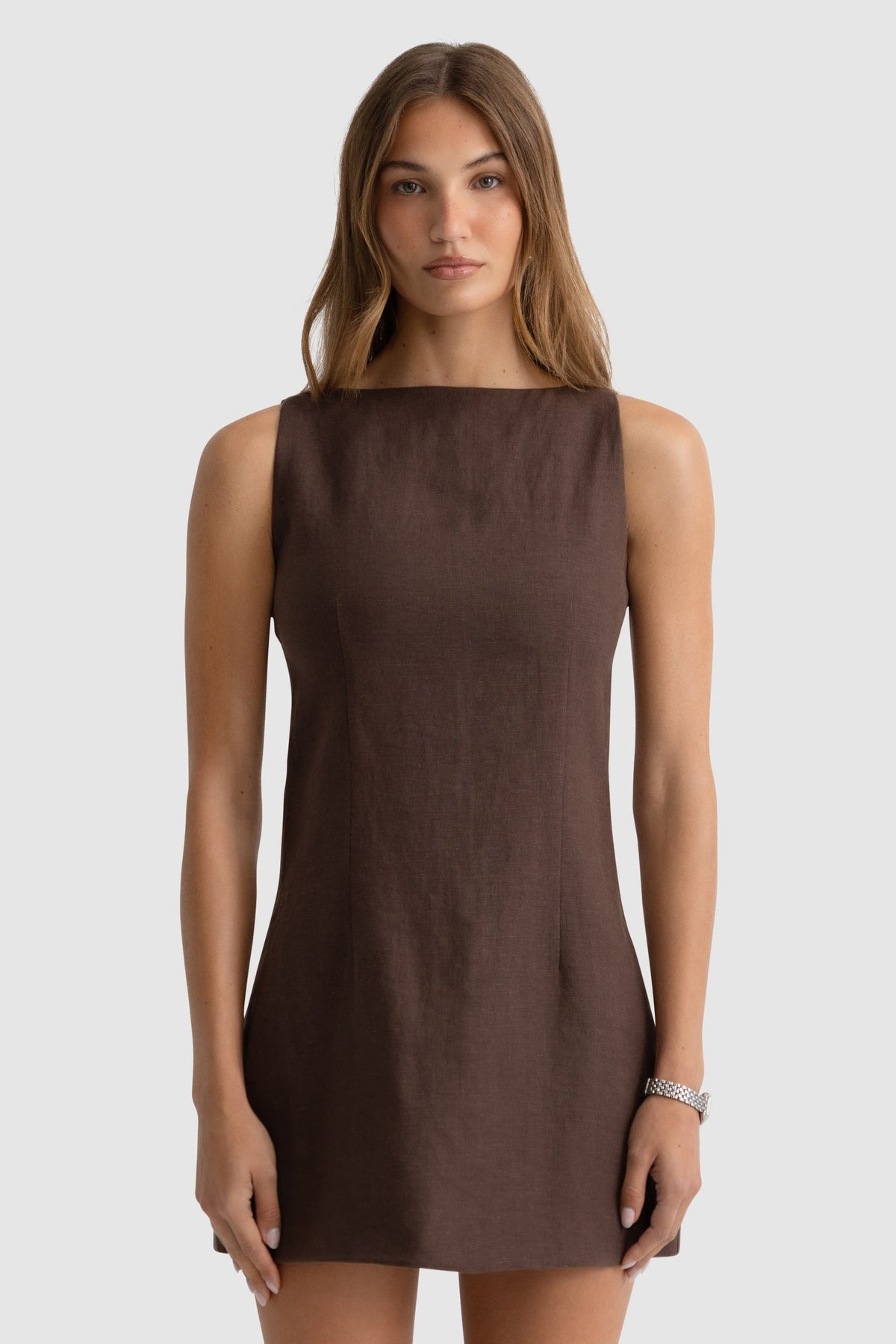 ORTC - Bridie Linen Mini Dress - Carob