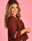 GO GIRL- Milkmaid Top.  Chocolate.