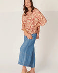 ELLIS AND DEWEY- DRAPE TOP - TONAL PALM