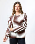 STELLA & GEMMA - Drop Shoulder Tee Choc Stripe