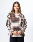 STELLA & GEMMA - Drop Shoulder Tee Choc Stripe