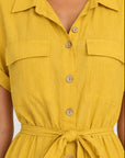 HOLMES & FALLON - Button Through Trench Dress with built in belt - Yellow