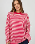 ALL ABOUT EVE - Paloma LS Stripe Tee - Ruby