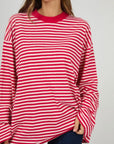 ALL ABOUT EVE - Paloma LS Stripe Tee - Ruby