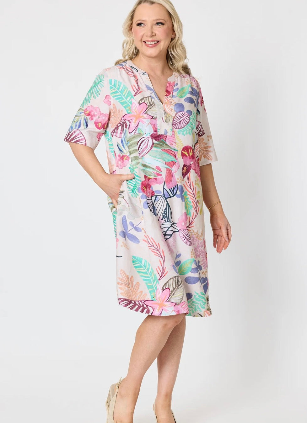GORDON SMITH - Floral Print Dress - Pink Multi