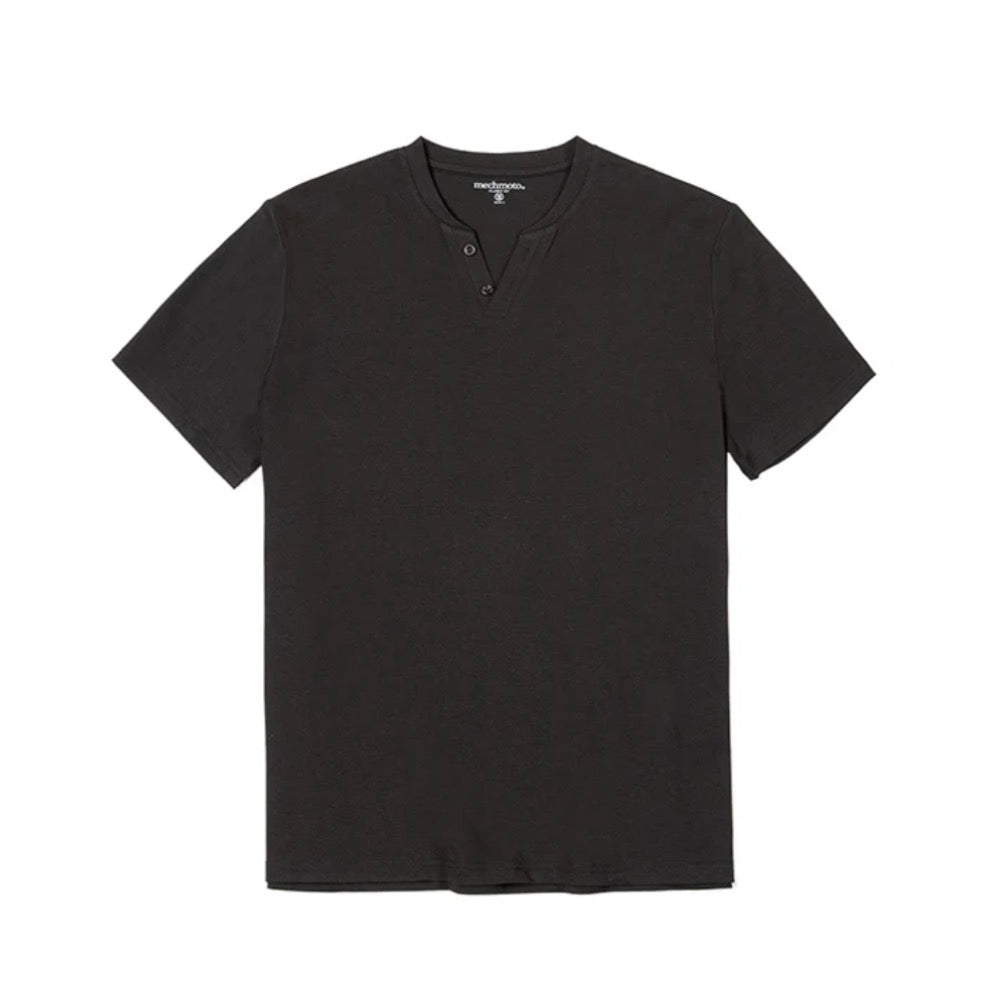 MECHMOTO - Cotton Stretch button V neck T Shirt