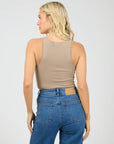 ALL ABOUT EVE - Washed Rib Lace Tank - Stone