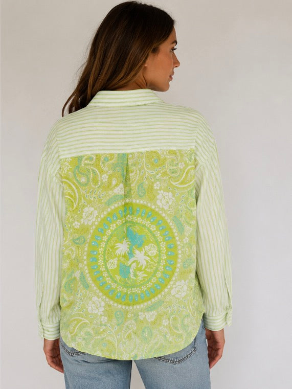 TINTA - Jane Stripe Shirt - Lime Green