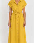 HOLMES & FALLON - Button Through Trench Dress with built in belt - Yellow