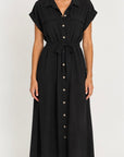 HOLMES & FALLON - Button Through Trench Dress with built in belt- Black