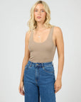 ALL ABOUT EVE - Washed Rib Lace Tank - Stone