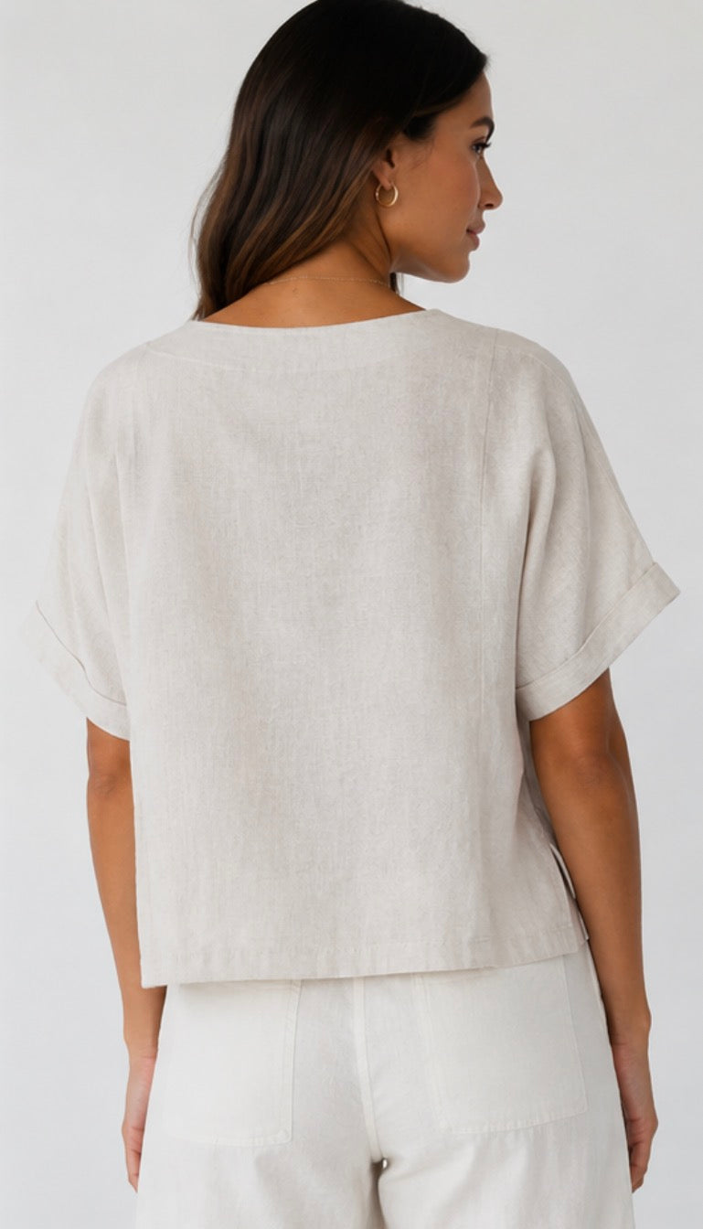 MAGLIA - Linen Top - Natural