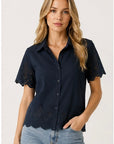 GOONDIWINDI - Salt Embroidered Cotton Shirt - Dark Navy