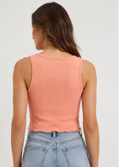 ALL ABOUT EVE - Leah Button Up Tank - Peach