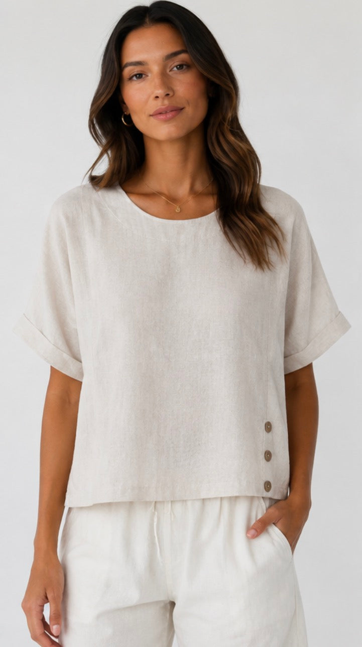 MAGLIA - Linen Top - Natural