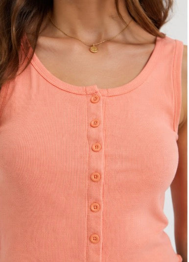 ALL ABOUT EVE - Leah Button Up Tank - Peach