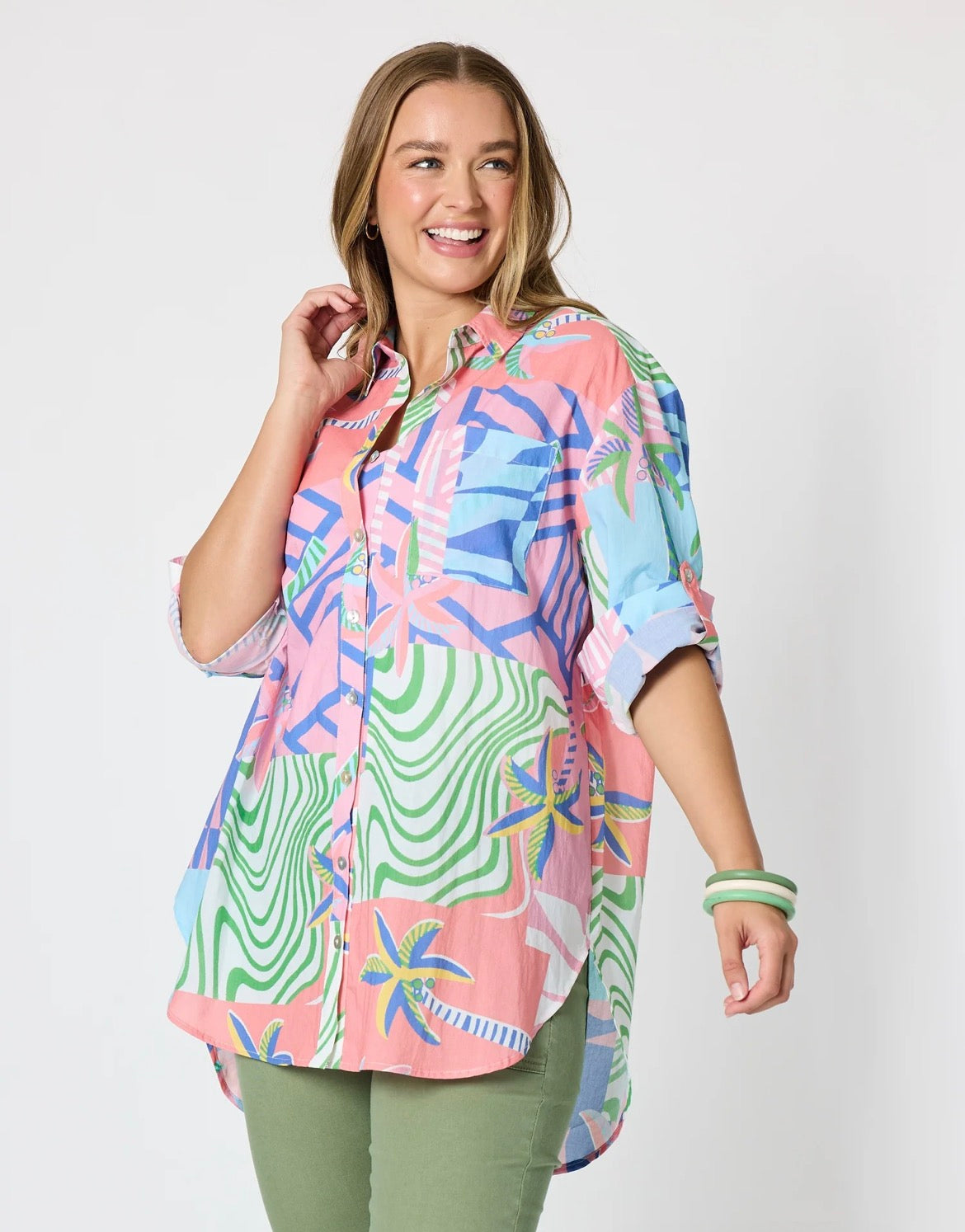 THREADZ - Urban Jungle Print Shirt - Musk Multi