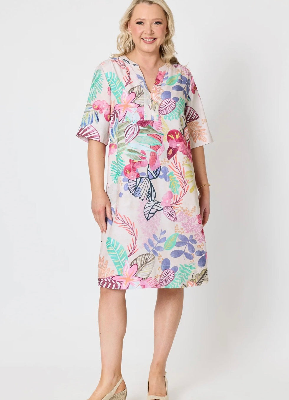 GORDON SMITH - Floral Print Dress - Pink Multi