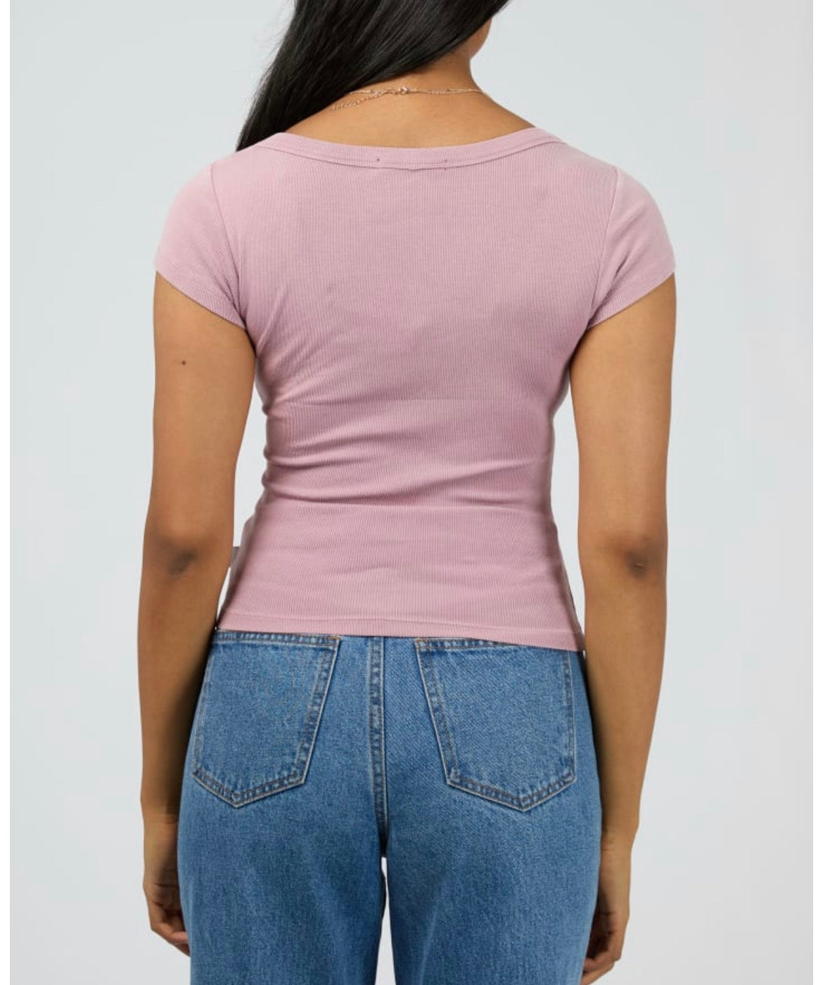ALL ABOUT EVE - Wash Rib Scoop Neck Tee - Quartz Pink