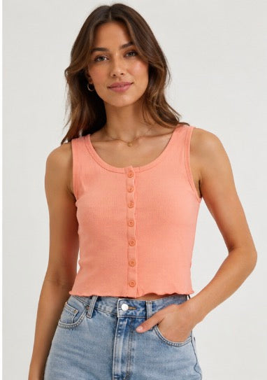 ALL ABOUT EVE - Leah Button Up Tank - Peach
