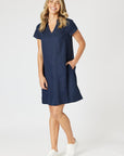 GORDON SMITH - Delta Lino Dress - Navy
