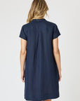 GORDON SMITH - Delta Lino Dress - Navy