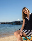 GOONDIWINDI COTTON -  Thick Stripe Shorts.  Navy and White