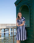 GOONDIWINDI COTTON - Riviera Stripe Dress. Navy Stripe