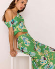 MINK PINK - Green Floral Bias Zoe Midi Skirt