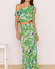 MINK PINK - Green Floral Bias Zoe Midi Skirt