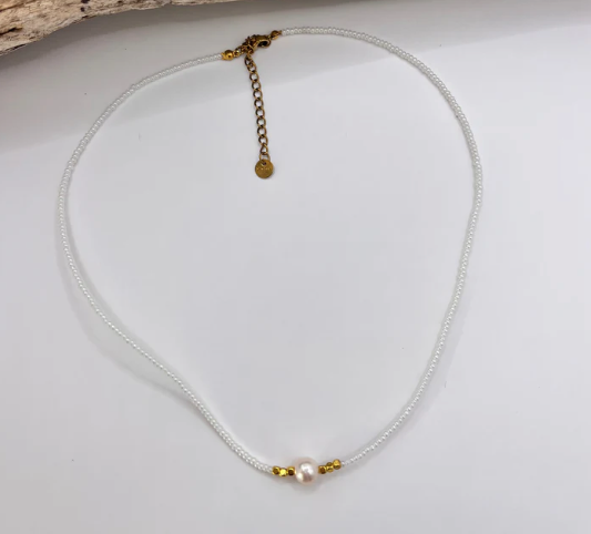 WE THE CARTEL - White Beaded Necklace