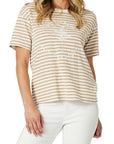 GORDON SMITH - Cote D Azur Stripe Tee - Natural/ White