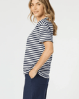 GORDON SMITH - Cote D Azur Stripe Tee - Navy/White