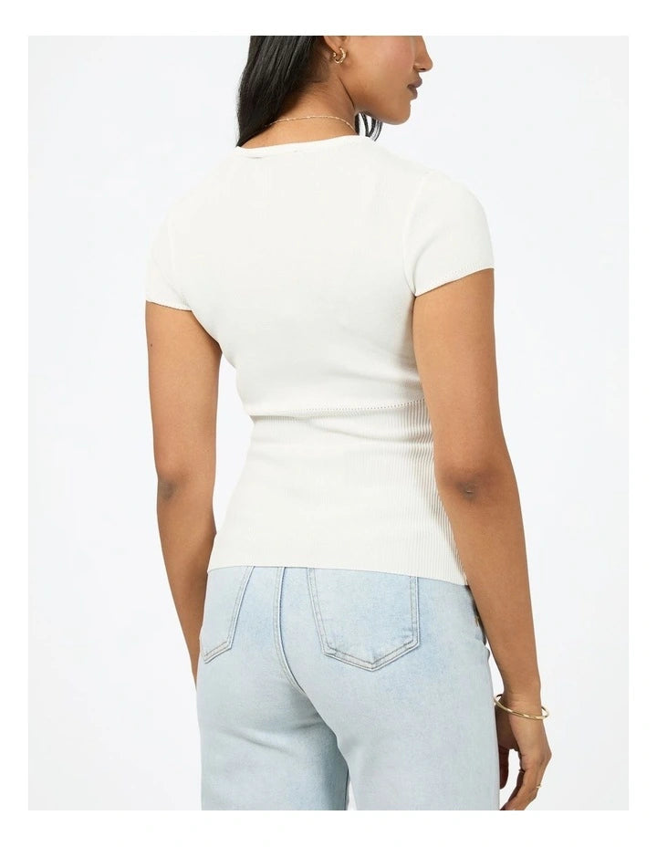 ALL ABOUT EVE - Olive Knit Top - White