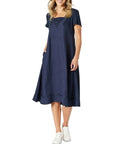 GORDON SMITH - Lino Le Marais Dress.  Navy
