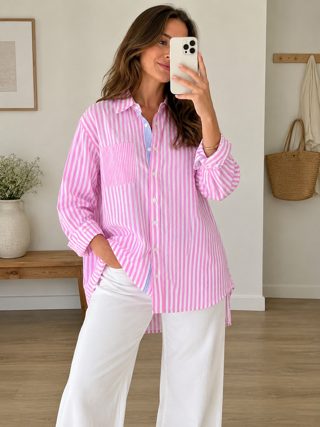 LABEL OF LOVE - Multi Stripe Shirt - Pink/Blue