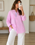LABEL OF LOVE - Multi Stripe Shirt - Pink/Blue